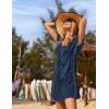 Ekouaer Womens Swimsuit Cover Up Swiss Dots Chiffon Bikini Beachwear Flowy Pom Pom Coverups(A-navy)