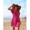 Ekouaer Womens Swimsuit Cover Up Swiss Dots Chiffon Bikini Beachwear Flowy Pom Pom Coverups(A-rose)