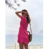 Ekouaer Womens Swimsuit Cover Up Swiss Dots Chiffon Bikini Beachwear Flowy Pom Pom Coverups(A-rose)