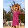 Ekouaer Womens Swimsuit Cover Up Swiss Dots Chiffon Bikini Beachwear Flowy Pom Pom Coverups(A-rose)