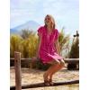 Ekouaer Womens Swimsuit Cover Up Swiss Dots Chiffon Bikini Beachwear Flowy Pom Pom Coverups(A-rose)