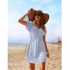 Ekouaer Womens Swimsuit Cover Up Swiss Dots Chiffon Bikini Beachwear Flowy Pom Pom Coverups(A-sky Blue)