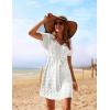 Ekouaer Womens Swimsuit Cover Up Swiss Dots Chiffon Bikini Beachwear Flowy Pom Pom Coverups(A-white)