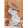 Ekouaer Womens Swimsuit Cover Up Swiss Dots Chiffon Bikini Beachwear Flowy Pom Pom Coverups(B-white2)