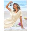 Ekouaer Womens Swimsuit Coverup Short Sleeve Beach Cover Up Dress V Neck Bikini Beachwear(Beige-01)