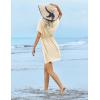 Ekouaer Womens Swimsuit Coverup Short Sleeve Beach Cover Up Dress V Neck Bikini Beachwear(Beige-01)