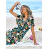 Ekouaer Womens Swimsuit Coverup Short Sleeve Beach Cover Up Dress V Neck Bikini Beachwear(Black Pineapples-01)
