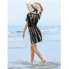 Ekouaer Womens Swimsuit Coverup Short Sleeve Beach Cover Up Dress V Neck Bikini Beachwear(Black Tie Dye-01)