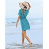 Ekouaer Womens Swimsuit Coverup Short Sleeve Beach Cover Up Dress V Neck Bikini Beachwear(Dark Peacock Blue-01)