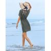 Ekouaer Womens Swimsuit Coverup Short Sleeve Beach Cover Up Dress V Neck Bikini Beachwear(Grey2-01)