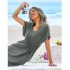 Ekouaer Womens Swimsuit Coverup Short Sleeve Beach Cover Up Dress V Neck Bikini Beachwear(Grey2-01)