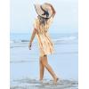Ekouaer Womens Swimsuit Coverup Short Sleeve Beach Cover Up Dress V Neck Bikini Beachwear(Khaki Tie Dye-01)