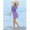 Ekouaer Womens Swimsuit Coverup Short Sleeve Beach Cover Up Dress V Neck Bikini Beachwear(Lavender-01)