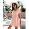 Ekouaer Womens Swimsuit Coverup Short Sleeve Beach Cover Up Dress V Neck Bikini Beachwear(Light Pink2-01)