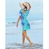 Ekouaer Womens Swimsuit Coverup Short Sleeve Beach Cover Up Dress V Neck Bikini Beachwear(Marine Tie Dye-01)