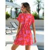 Ekouaer Womens Swimsuit Coverup Short Sleeve Beach Cover Up Dress V Neck Bikini Beachwear(Red Floral-01)