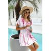 Ekouaer Womens Swimsuit Coverup Short Sleeve Beach Cover Up Dress V Neck Bikini Beachwear(Rose Tie Dye-01)