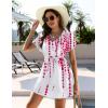 Ekouaer Womens Swimsuit Coverup Short Sleeve Beach Cover Up Dress V Neck Bikini Beachwear(Rose Tie Dye-01)