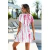 Ekouaer Womens Swimsuit Coverup Short Sleeve Beach Cover Up Dress V Neck Bikini Beachwear(Rose Tie Dye-01)