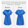Ekouaer Womens Swimsuit Coverup Short Sleeve Beach Cover Up Dress V Neck Bikini Beachwear(Rose2-01)