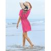 Ekouaer Womens Swimsuit Coverup Short Sleeve Beach Cover Up Dress V Neck Bikini Beachwear(Rose2-01)