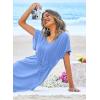 Ekouaer Womens Swimsuit Coverup Short Sleeve Beach Cover Up Dress V Neck Bikini Beachwear(Sky Blue-01)