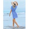 Ekouaer Womens Swimsuit Coverup Short Sleeve Beach Cover Up Dress V Neck Bikini Beachwear(Sky Blue-01)