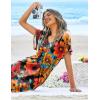 Ekouaer Womens Swimsuit Coverup Short Sleeve Beach Cover Up Dress V Neck Bikini Beachwear(Watercolor Daisy Flowers)