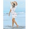 Ekouaer Womens Swimsuit Coverup Short Sleeve Beach Cover Up Dress V Neck Bikini Beachwear(White Floral-01)