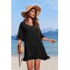 Ekouaer Womens Swimsuit Coverup V Neck Bathing Suit Beach Dress Sexy Ruffle Sleeves Bikini Cover Up Loose Top XS-3XL(01 Black)