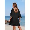 Ekouaer Womens Swimsuit Coverup V Neck Bathing Suit Beach Dress Sexy Ruffle Sleeves Bikini Cover Up Loose Top XS-3XL(01 Black)