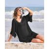 Ekouaer Womens Swimsuit Coverup V Neck Bathing Suit Beach Dress Sexy Ruffle Sleeves Bikini Cover Up Loose Top XS-3XL(01 Black)