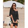 Ekouaer Womens Swimsuit Coverup V Neck Bathing Suit Beach Dress Sexy Ruffle Sleeves Bikini Cover Up Loose Top XS-3XL(01 Black)