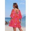 Ekouaer Womens Swimsuit Coverup V Neck Bathing Suit Beach Dress Sexy Ruffle Sleeves Bikini Cover Up Loose Top XS-3XL(Rose Tie Dye)