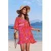 Ekouaer Womens Swimsuit Coverup V Neck Bathing Suit Beach Dress Sexy Ruffle Sleeves Bikini Cover Up Loose Top XS-3XL(Rose Tie Dye)