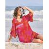 Ekouaer Womens Swimsuit Coverup V Neck Bathing Suit Beach Dress Sexy Ruffle Sleeves Bikini Cover Up Loose Top XS-3XL(Rose Tie Dye)