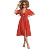 Ekouaer Women’s Swimwear Cover Ups Sexy Open Front Beach Bikini Swimsuit Kimono Cardigan Cover Up Long Flowy Beachwear(Z Red)