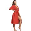 Ekouaer Women’s Swimwear Cover Ups Sexy Open Front Beach Bikini Swimsuit Kimono Cardigan Cover Up Long Flowy Beachwear(Z Red)