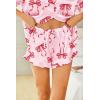 HOTOUCH Womens Satin Pajamas Set Button Down 2 Piece Silk Pjs Shorts Set Ruffle Lingerie Notch Collar Sleepwear(Bow)