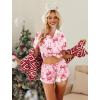 HOTOUCH Womens Satin Pajamas Set Button Down 2 Piece Silk Pjs Shorts Set Ruffle Lingerie Notch Collar Sleepwear(Bow)