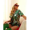 HOTOUCH Womens Satin Pajamas Set Button Down 2 Piece Silk Pjs Shorts Set Ruffle Lingerie Notch Collar Sleepwear(Christmas Green)