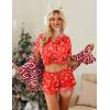 HOTOUCH Womens Satin Pajamas Set Button Down 2 Piece Silk Pjs Shorts Set Ruffle Lingerie Notch Collar Sleepwear(Christmas Red)