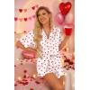 HOTOUCH Womens Satin Pajamas Set Button Down 2 Piece Silk Pjs Shorts Set Ruffle Lingerie Notch Collar Sleepwear(Heart)