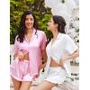 HOTOUCH Womens Satin Pajamas Set Button Down 2 Piece Silk Pjs Shorts Set Ruffle Lingerie Notch Collar Sleepwear(Pink)