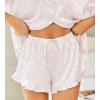 HOTOUCH Womens Satin Pajamas Set Button Down 2 Piece Silk Pjs Shorts Set Ruffle Lingerie Notch Collar Sleepwear(Pink Leopard)