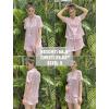 HOTOUCH Womens Satin Pajamas Set Button Down 2 Piece Silk Pjs Shorts Set Ruffle Lingerie Notch Collar Sleepwear(Pink Striped)