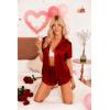 HOTOUCH Womens Satin Pajamas Set Button Down 2 Piece Silk Pjs Shorts Set Ruffle Lingerie Notch Collar Sleepwear(Red)