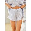 HOTOUCH Womens Satin Pajamas Set Button Down 2 Piece Silk Pjs Shorts Set Ruffle Lingerie Notch Collar Sleepwear(Sliver Grey)