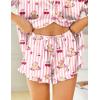 HOTOUCH Womens Satin Pajamas Set Button Down 2 Piece Silk Pjs Shorts Set Ruffle Lingerie Notch Collar Sleepwear(Teddy Bear)