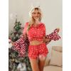 HOTOUCH Womens Satin Pajamas Set Button Down 2 Piece Silk Pjs Shorts Set Ruffle Lingerie Notch Collar Sleepwear(Teddy Bear-a)